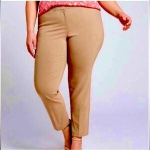 LANE BRYANT The Allie Sexy Stretch Straight Ankle Pants Khaki Tan/Beige Size 26